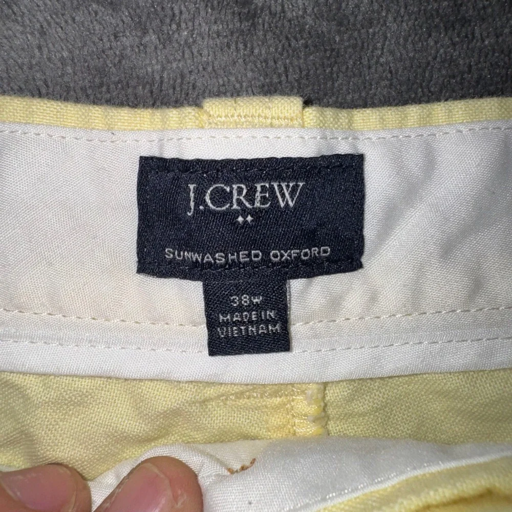 Mens 38 J.Crew Sunwashed Oxford Shorts Yellow Excellent Preppy Casual Cotton